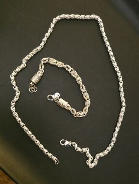 925 Sterling Silver Byzantine Chain Set – Necklace & Bracelet